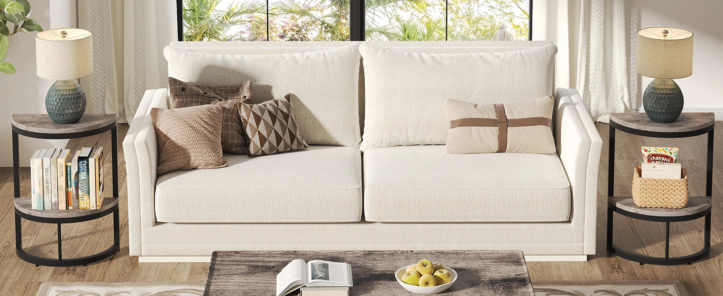 End Table-Semi Circle, Small Half Round, Side Table with Storage Shelf, Accent Table, Slim C Table for Sofa Couch, Tribesigns