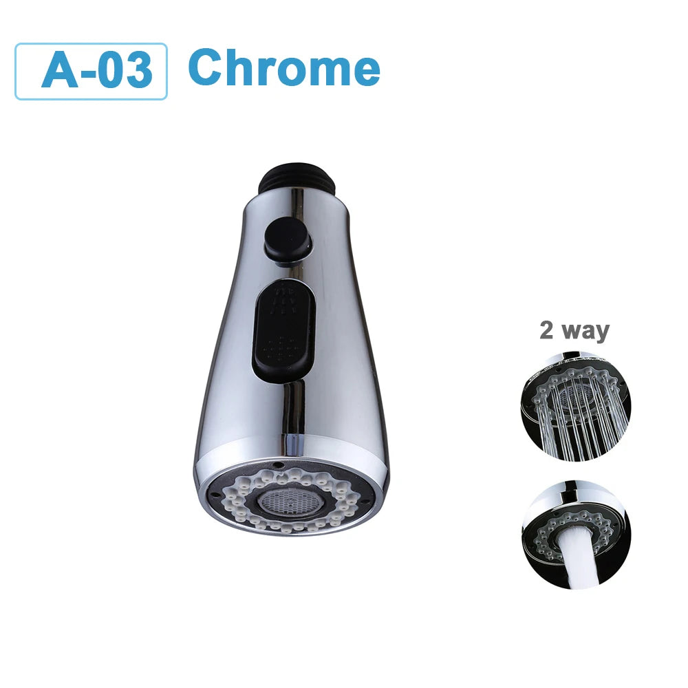 Kitchen Faucet-Head Pull Out Shower Nozzle, G1/2,  Sprayer Bathroom Sink Tap Replacement Accessory Black Silver Golden Head Aerator