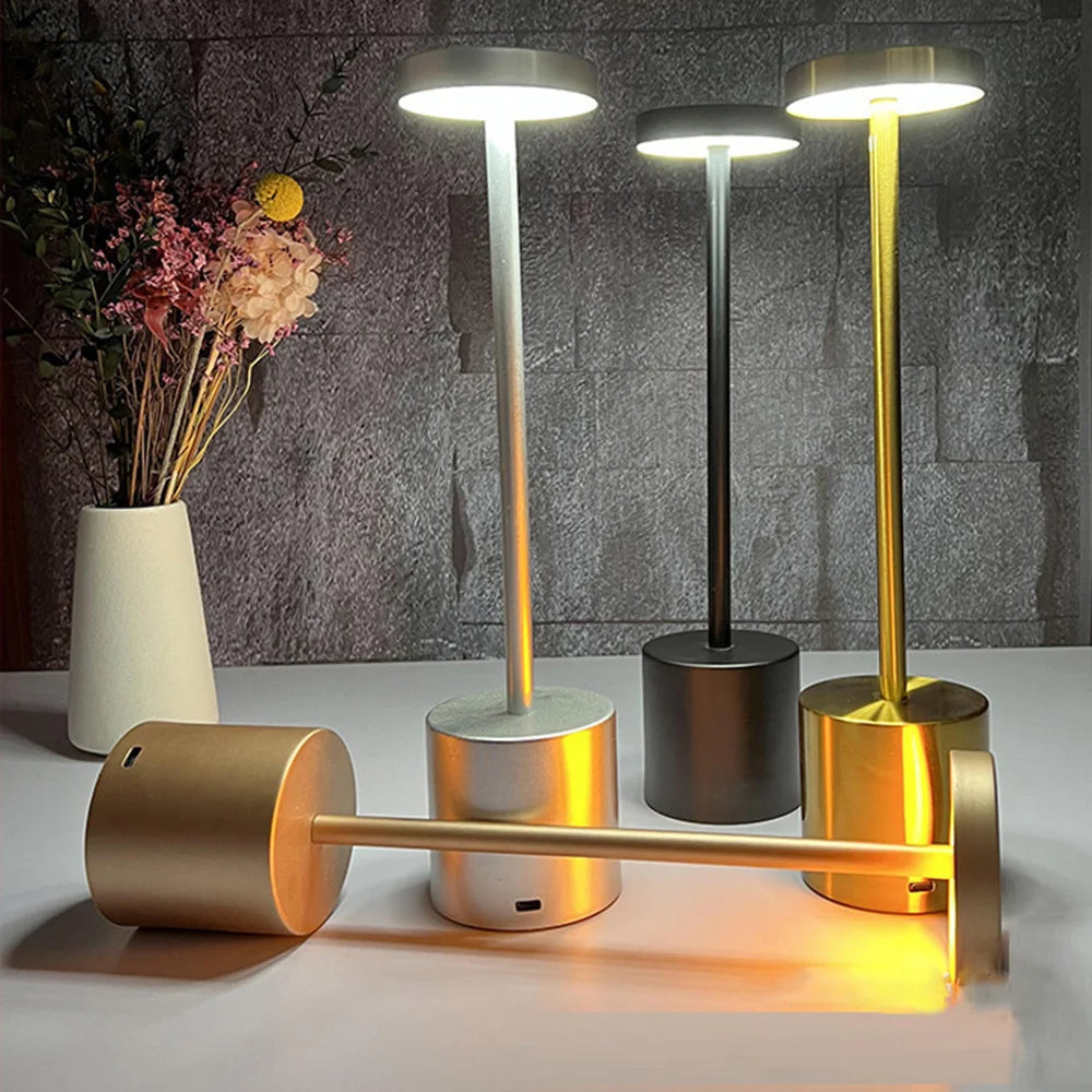 LED Table Lamp – Classic USB Rechargeable – Stepless Dimming Touch Desk Lamp with 3 Colors