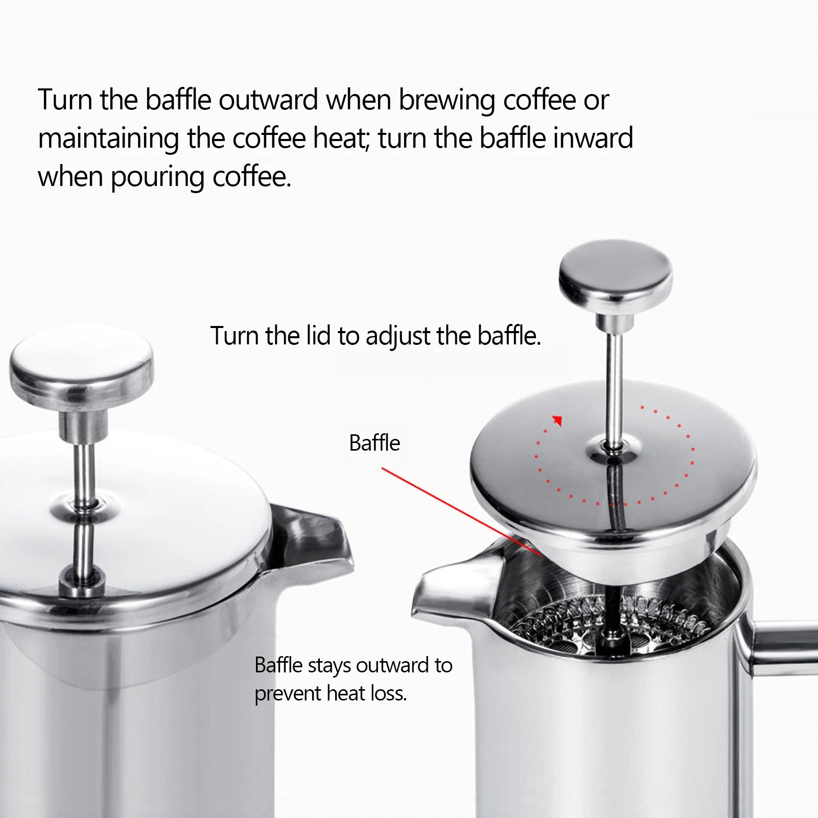 Home Kitchen: Coffee Maker: Stainless Steel French Press - 350ml/800ml/1000ml Double-Walled Insulated Coffee Pot