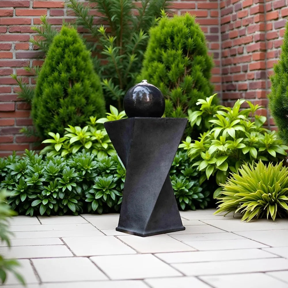 Water Fountain-Rotating Curve Design, Modern Zen, Garden, Patio, Indoor Floor Stand