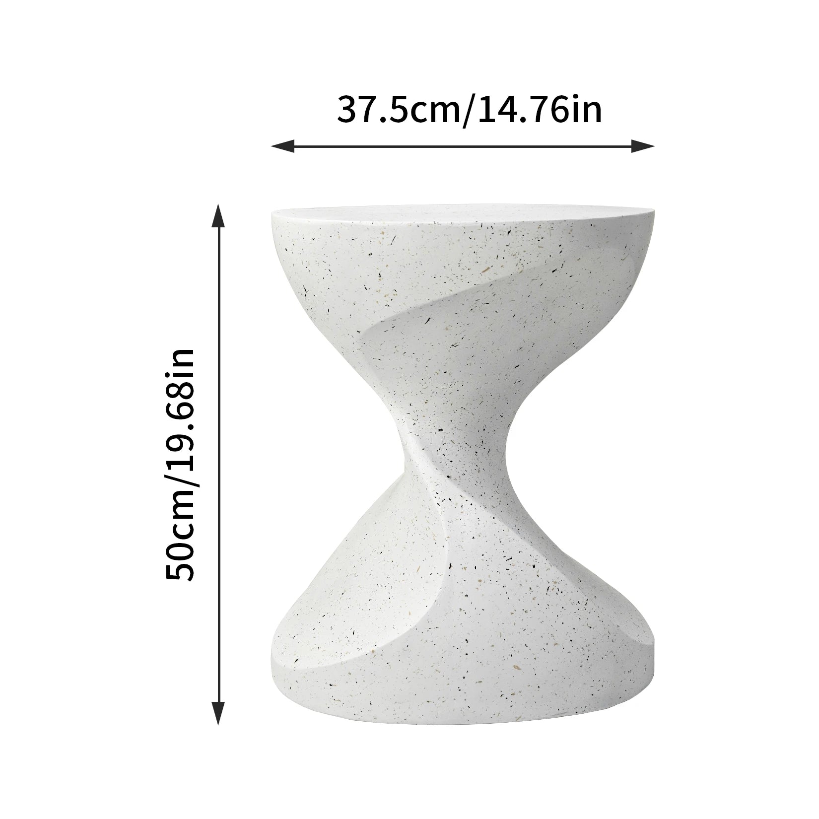 Accent Table-Hourglass Shaped, Lightweight Concrete, Side Table, White Bedside, Accent End Table, Living Room, Balcony