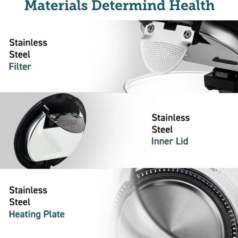 Electric Kettle with Stainless Steel Filter and Inner Lid, 1200W Wide Opening 1.7L Glass Tea Kettle & Hot Water Boiler