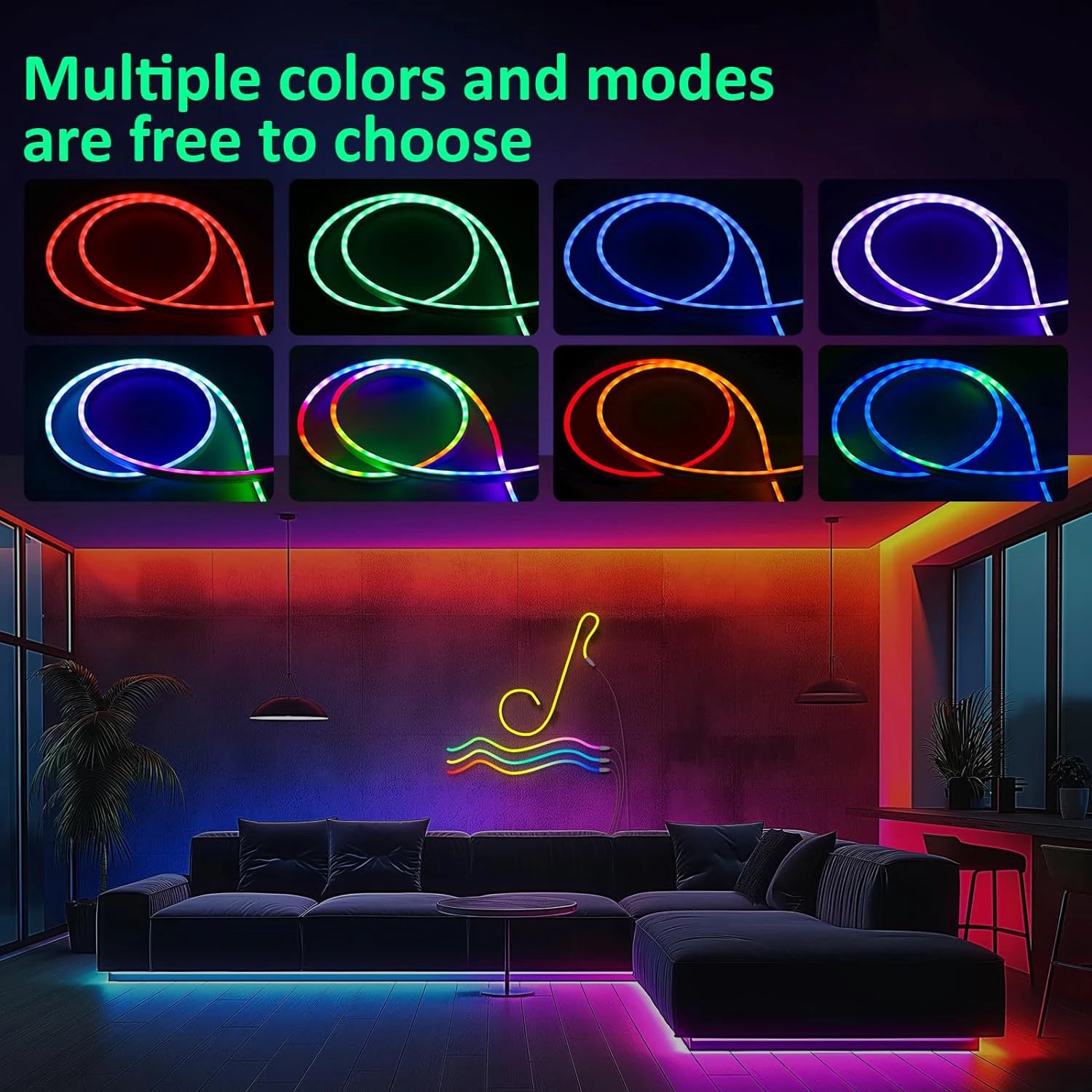 LED Rope Lights, Neon LED Lights For Bedroom Flexible LED Light Strip With Remote And APP Control RGB Lighting Strip