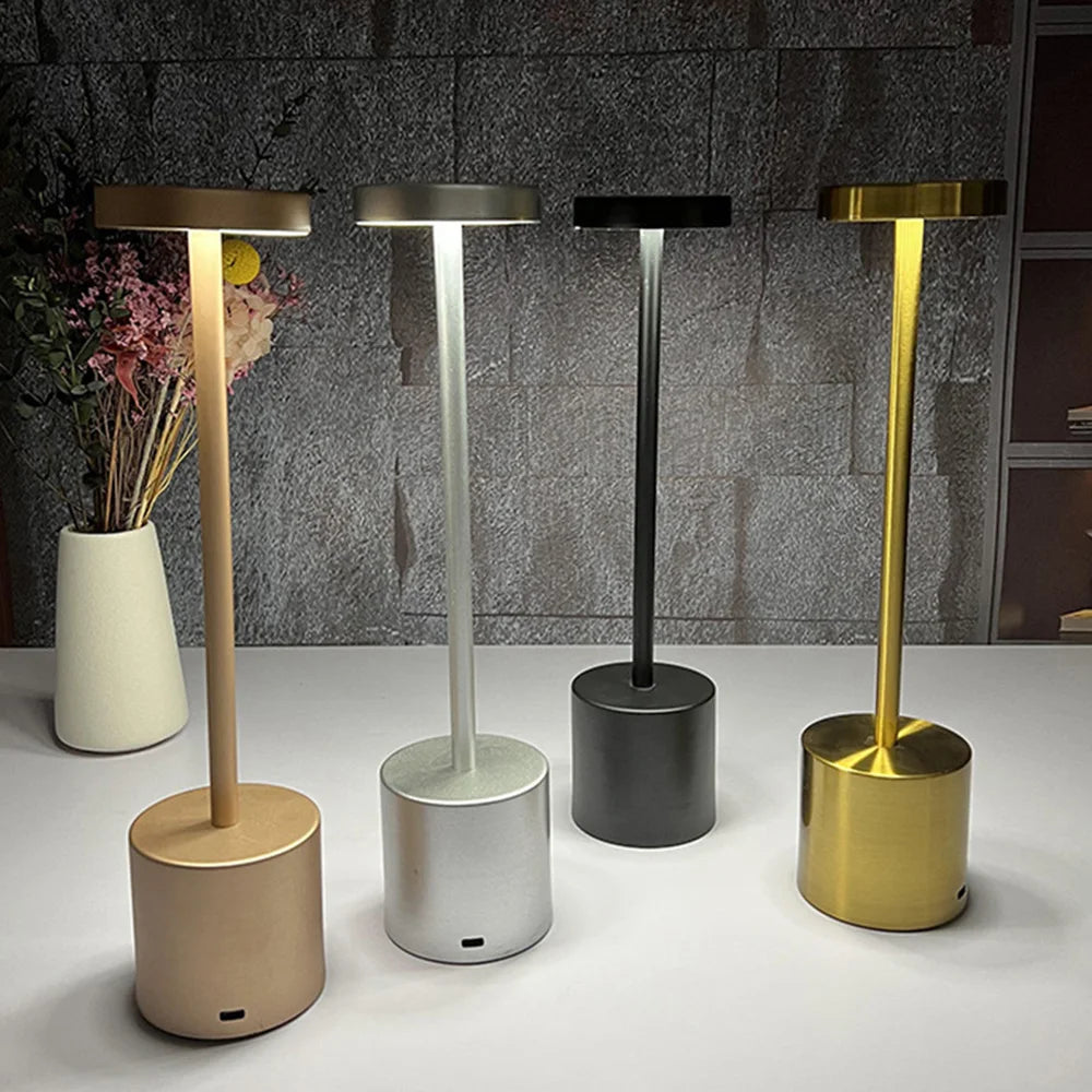 LED Table Lamp – Classic USB Rechargeable – Stepless Dimming Touch Desk Lamp with 3 Colors