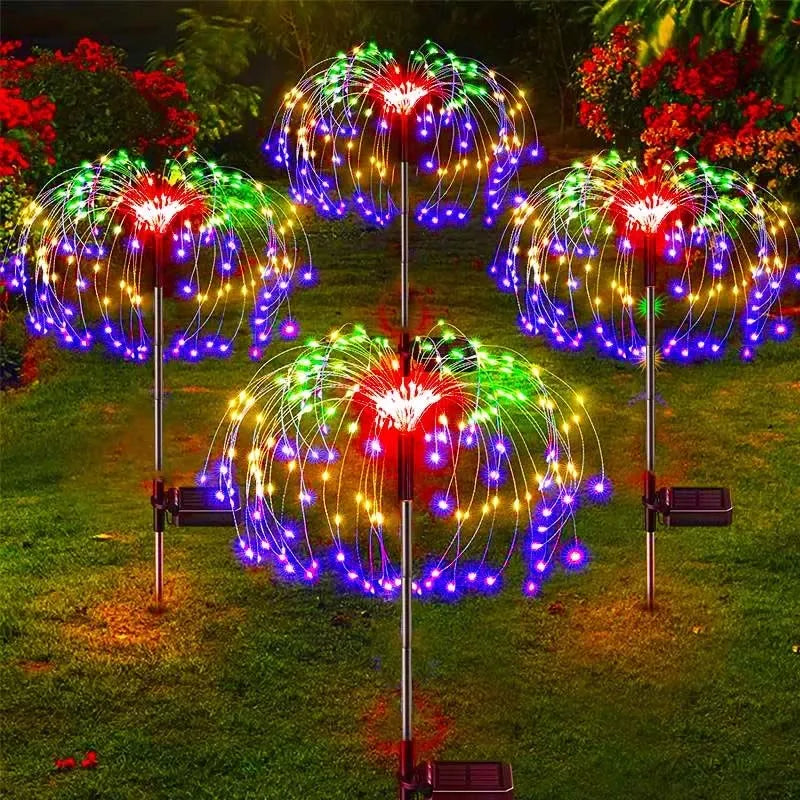 Outdoor Lighting: LED Solar Firework Lights - Garden Decoration - Fairy Lights - Waterproof Dandelion Lawn Lamp