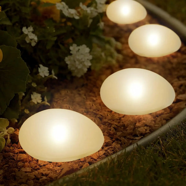 Solar-Powered LED Lamps-Warm Stone Lamps, 2pcs, outdoor courtyard, solar rock lamps, landscape lamps