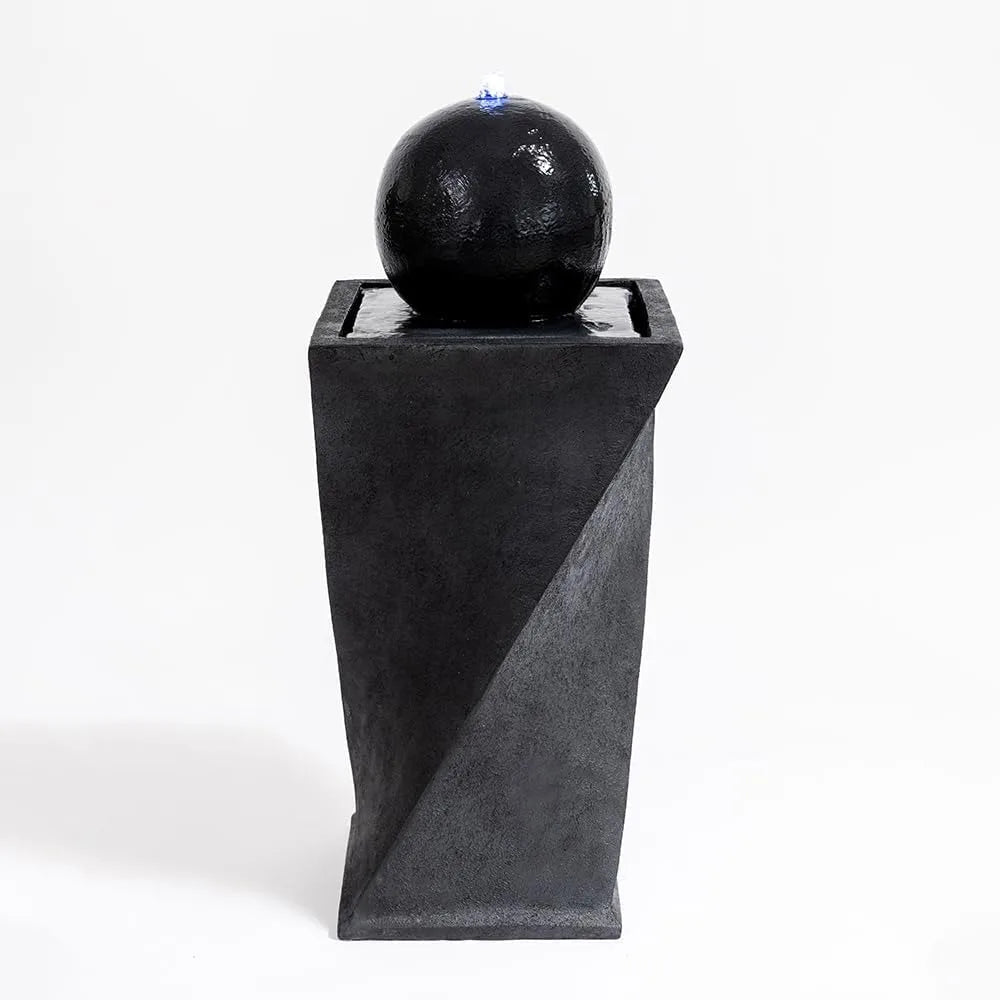 Water Fountain-Rotating Curve Design, Modern Zen, Garden, Patio, Indoor Floor Stand