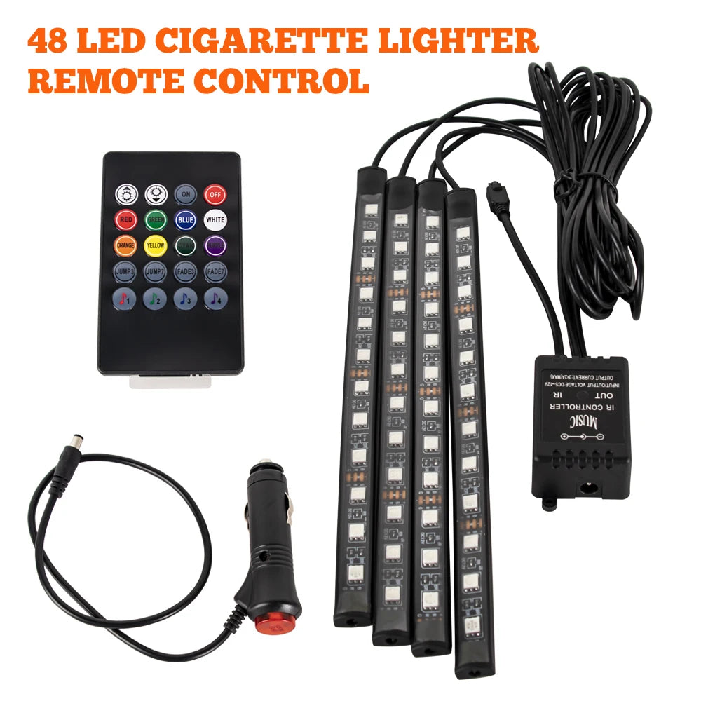 Outdoor Auto: Lighting: LED Car Foot Light - Remote/Voice Control Ambient Lamp with 36/48/72 LEDs