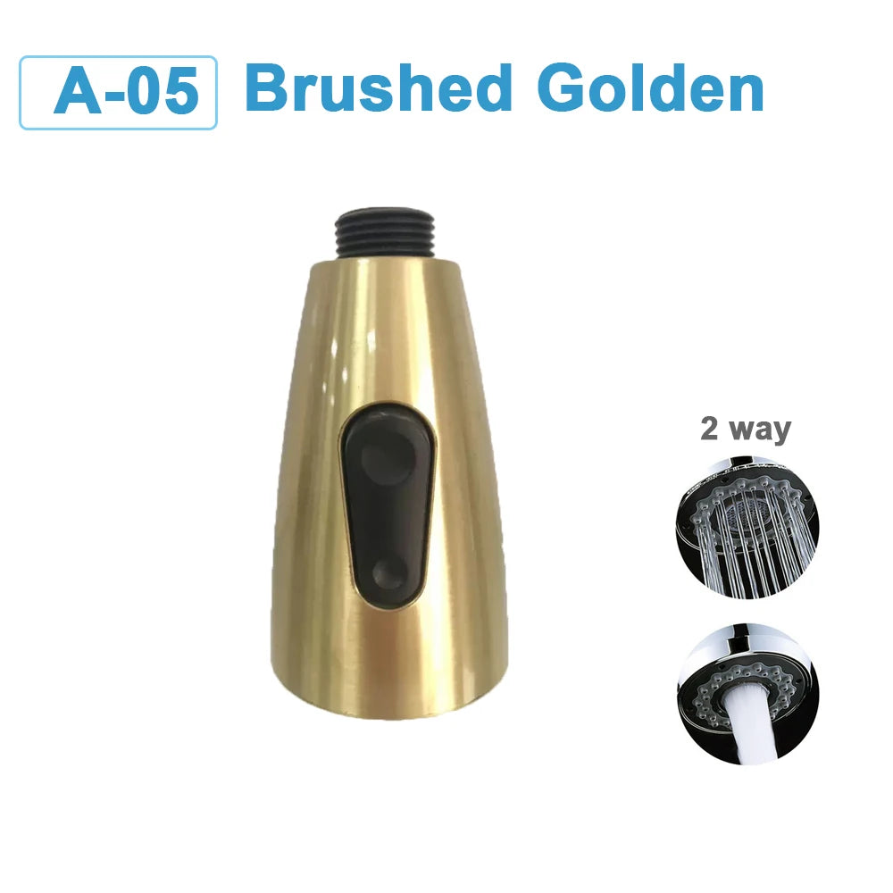 Kitchen Faucet-Head Pull Out Shower Nozzle, G1/2,  Sprayer Bathroom Sink Tap Replacement Accessory Black Silver Golden Head Aerator