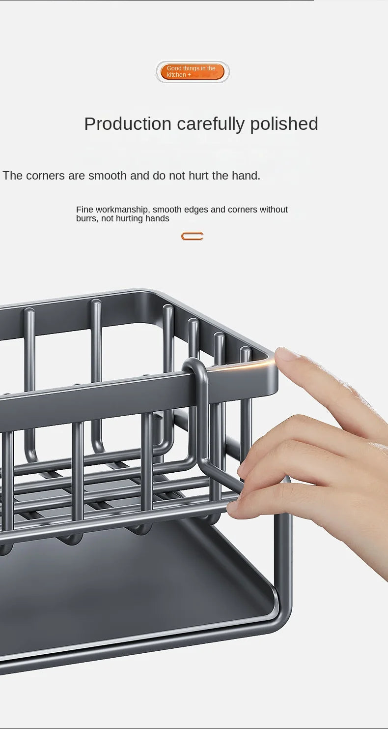 Kitchen Rack-Stainless steel shelf, sponge drain rack, sink drainage rack, dishwashing supplies, dishcloth storage, drainage rack