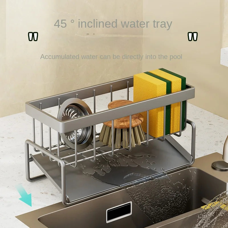 Kitchen Rack-Stainless steel shelf, sponge drain rack, sink drainage rack, dishwashing supplies, dishcloth storage, drainage rack