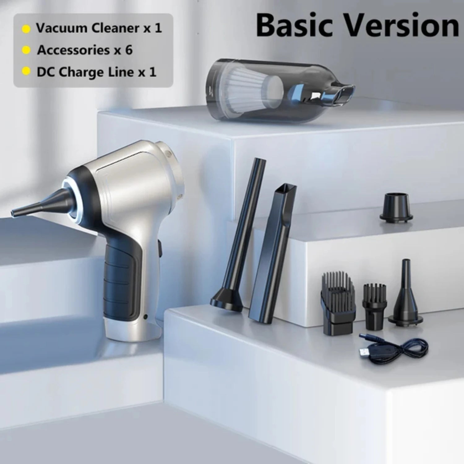 Vacuum - Portable (Cordless) Car Cleaner – 95000PA with Powerful Suction for Auto Detailing