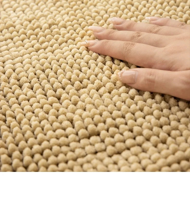 Bath Mat-Chenille, Encrypted Thickened, Short Plush, Strong Water-absorbent, Non-slip Bathroom Rug Carpet