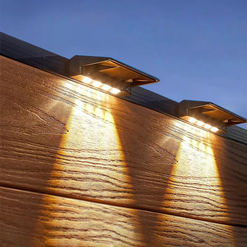 Solar-Powered LED Fence or Wall lights,2 Pack, Outdoor, IP44 Waterproof, Fence Solar Lights, Backyard, Wall, Deck, Porch, Step