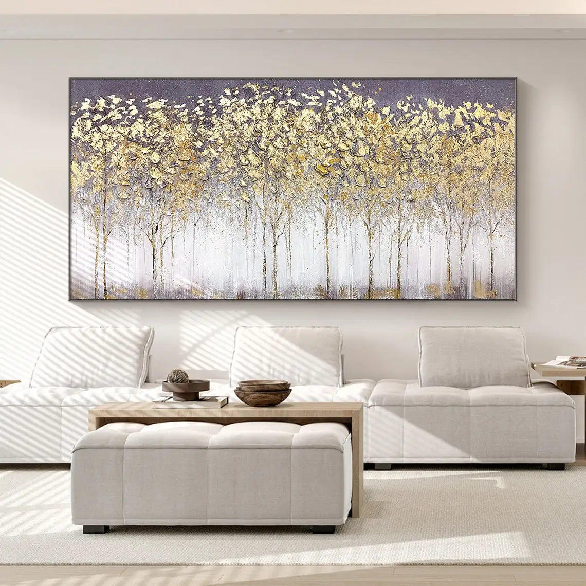 Canvas Art- A-Abstract Gold Leaf Oil Painting, Hand On Canvas, Modern Gold Foil Texture, Acrylic Painting, Large Wall Art, Living room, Home Decor