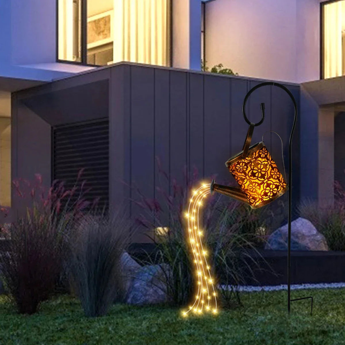 Solar-Powered LED Watering Can Lantern – Waterproof Hanging Kettle Light for Outdoor Garden & Lawn Decor