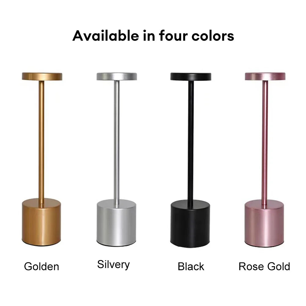 LED Table Lamp – Classic USB Rechargeable – Stepless Dimming Touch Desk Lamp with 3 Colors