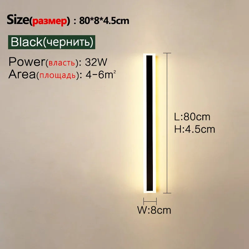 Outdoor Lighting: LED Wall/Long Wall Lamp - IP65 - Waterproof - corridor, staircase, balcony, entrance, villa