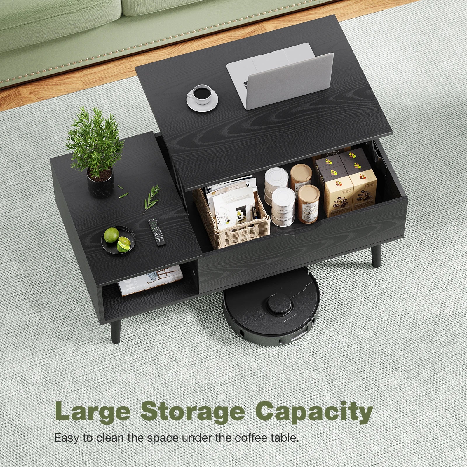 Coffee Table - Adjustable Lift-Top by JHK – Multifunction Tea & Dining Table with Hidden Storage