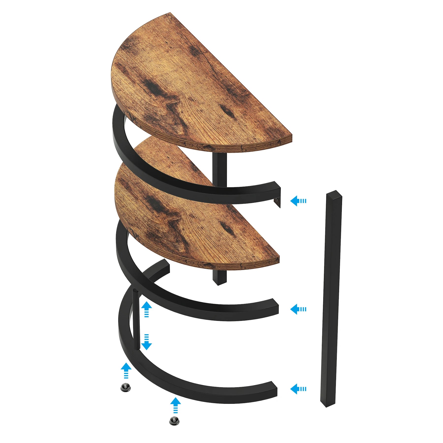 End Table-Semi Circle, Small Half Round, Side Table with Storage Shelf, Accent Table, Slim C Table for Sofa Couch, Tribesigns