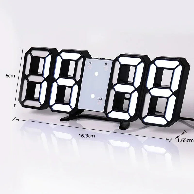 LED Digital Clock-Wall Decoration 3D Glow Night Mode Decoration for Bedroom Adjustable Electronic Watch Room Decor Aesthetics
