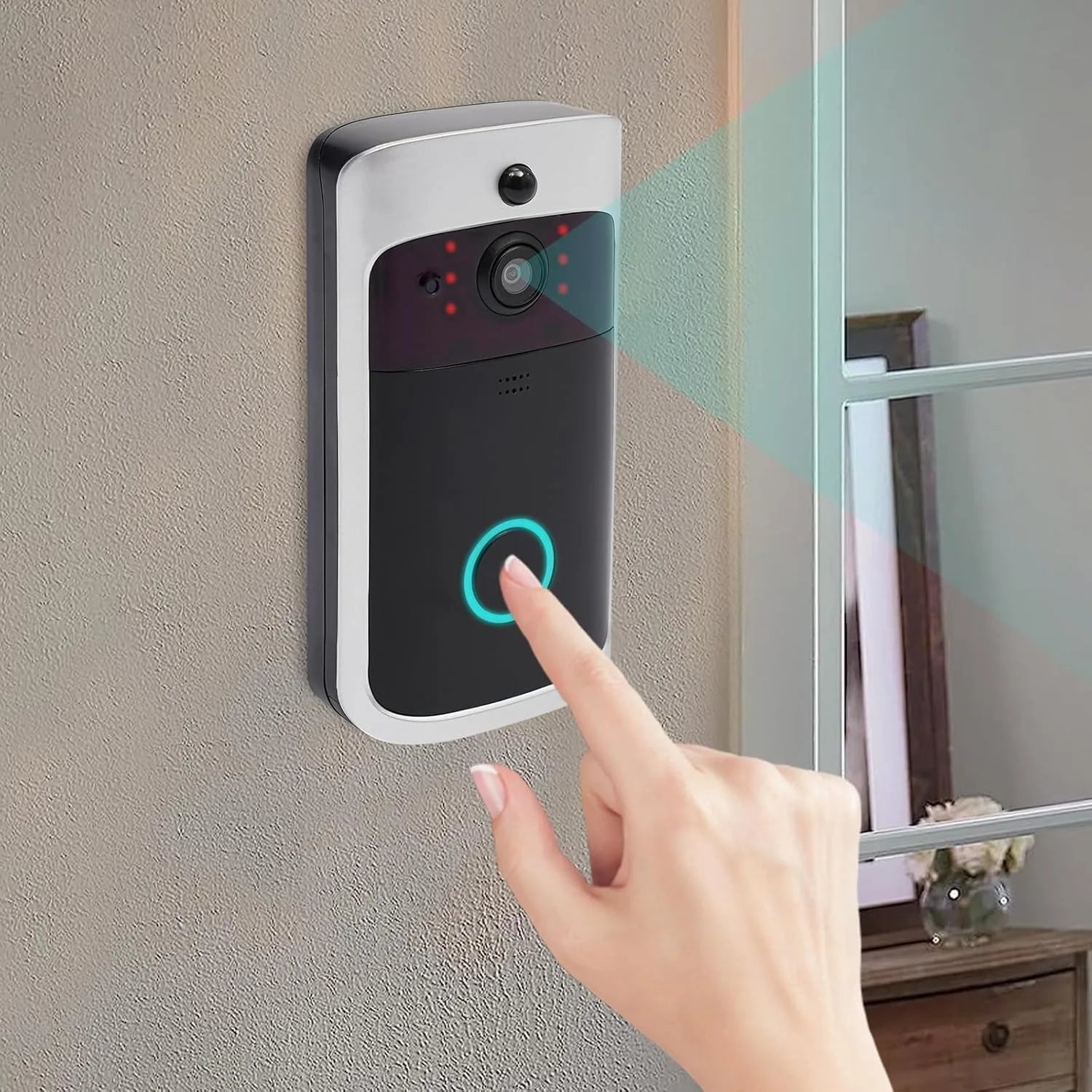 Smart WiFi Camera Doorbell – Night Vision, Voice Control & Door/Window Sensor Integration with App Alerts
