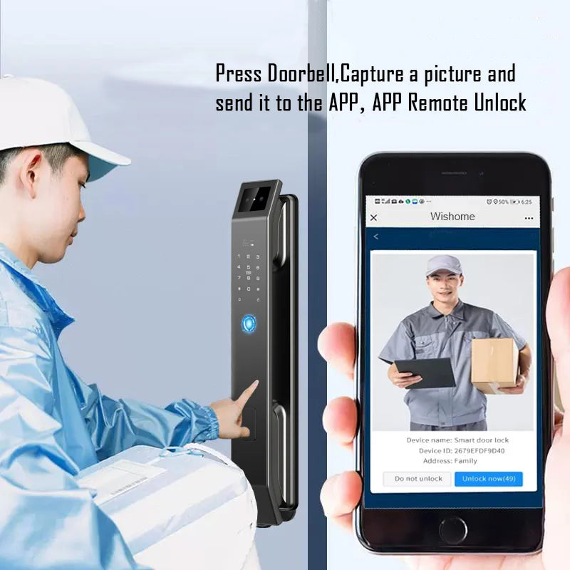 Digital Door Lock With Camera 3D Face Recognition, FIngerprint, Password, Keyless Electronic