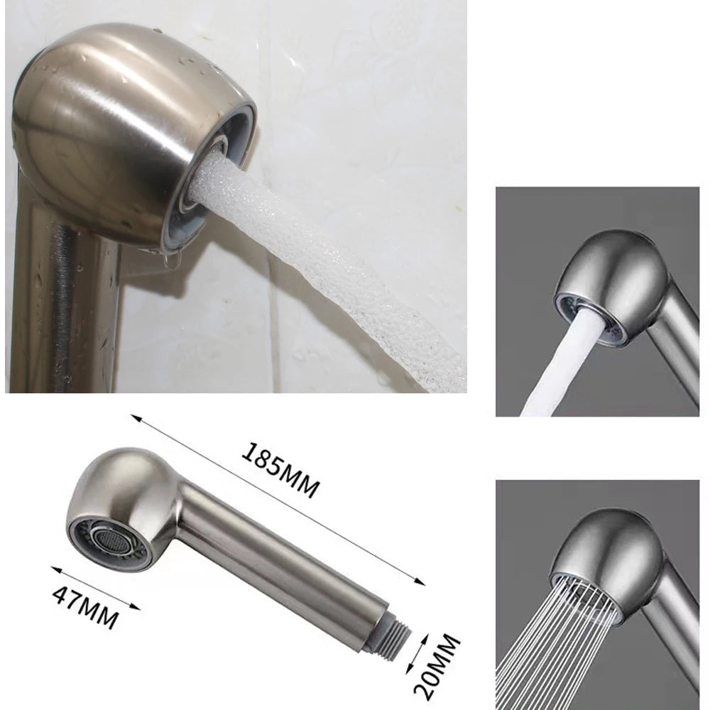 Kitchen Faucet-Head Pull Out Shower Nozzle, G1/2,  Sprayer Bathroom Sink Tap Replacement Accessory Black Silver Golden Head Aerator