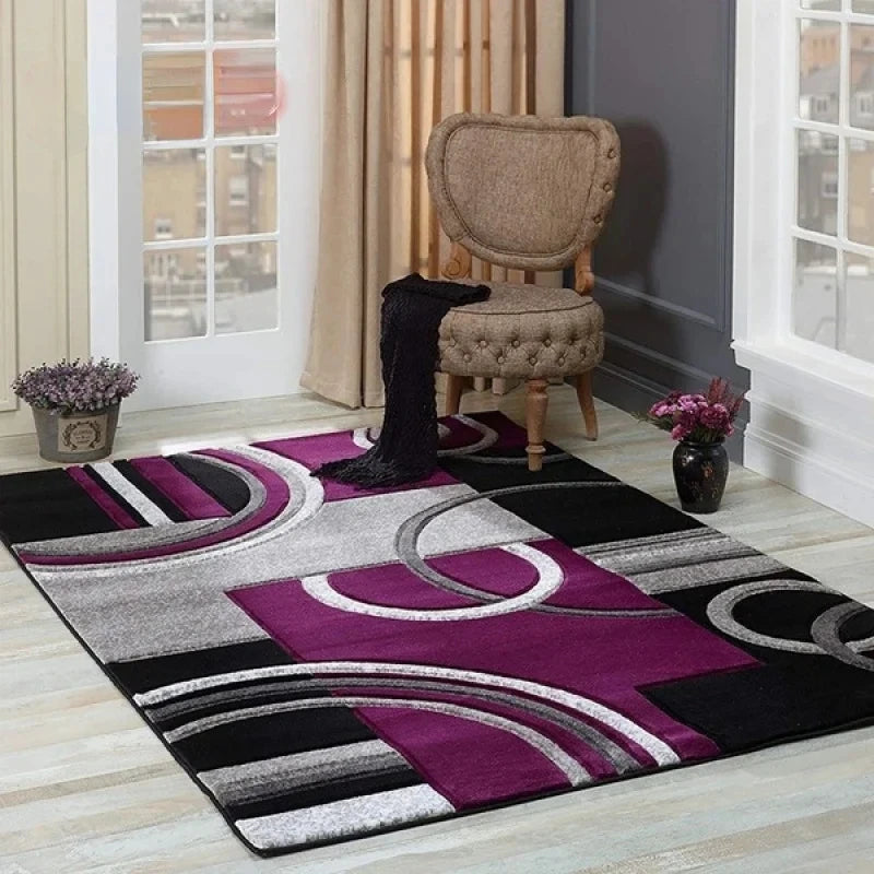 Home Decor: Carpet: Simple Geometric Scandinavian Crystal Velvet Stain-Resistant Carpet by VIKAMA