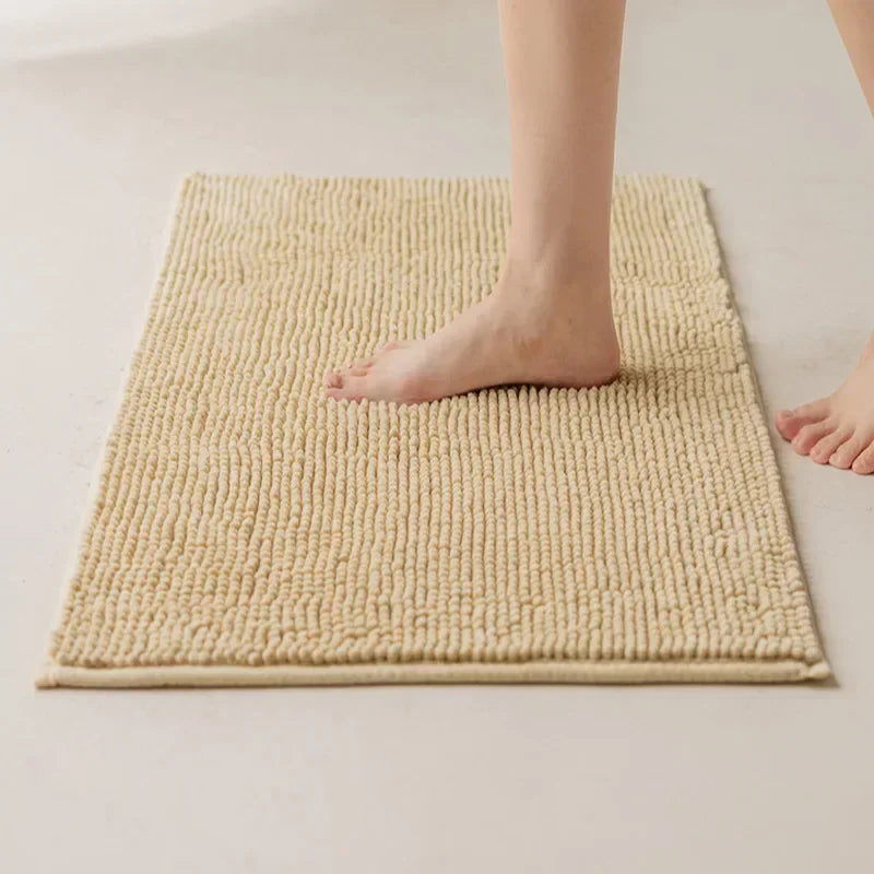 Bath Mat-Chenille, Encrypted Thickened, Short Plush, Strong Water-absorbent, Non-slip Bathroom Rug Carpet