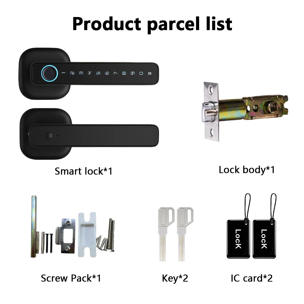 Digital Electronic Lock, BLE Bedroom, Fingerprint, Door Lock, with Password/Key/IC Card/ Smartlife/Tuya APP Unlock RAYKUBE M6 Tuya