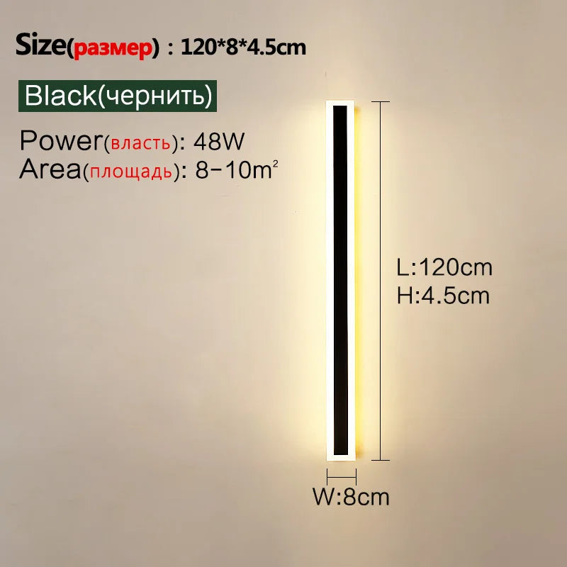 Outdoor Lighting: LED Wall/Long Wall Lamp - IP65 - Waterproof - corridor, staircase, balcony, entrance, villa