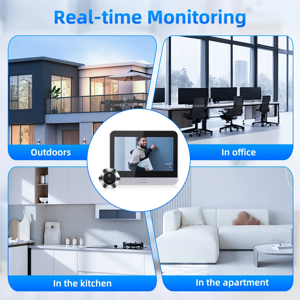 Awapow 4.3" Tuya Smart Doorbell Camera – WiFi Peephole Viewer with PIR Motion Detection & Two-Way Audio