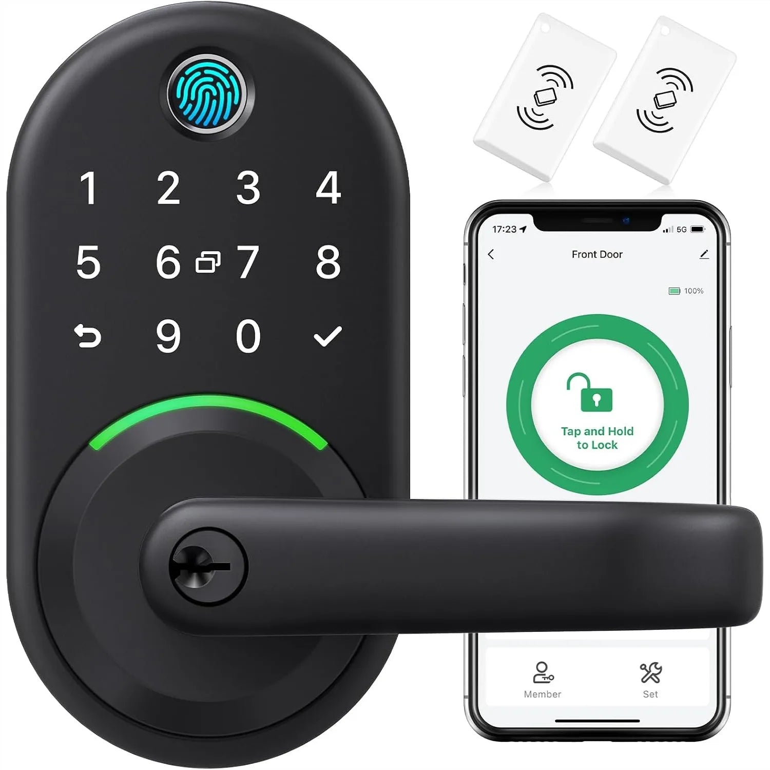 Digital Electronic Lock-Keyless Door Lock with Keypad and Fingerprint Smart Knob for Front Door, Bluetooth App, Control and Remote Passcode Generation
