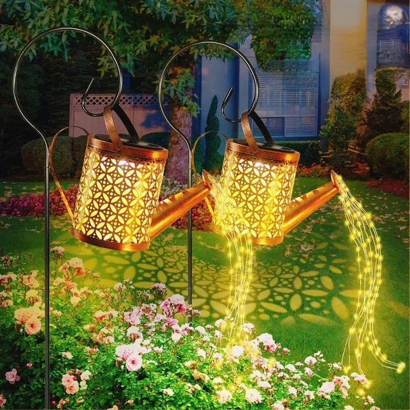 Solar-Powered LED Watering Can Lantern – Waterproof Hanging Kettle Light for Outdoor Garden & Lawn Decor