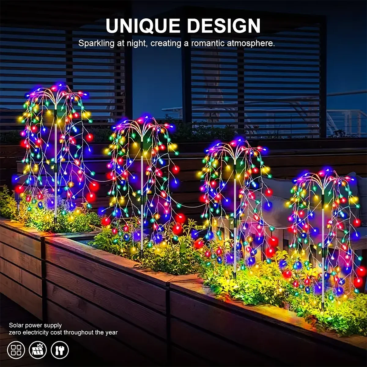 LED Solar Lights-Firecracker Fireworks Lights, 4 Pack, 680 LED, Solar Outdoor Yard, Lawns, Garden Light, Party Landscape Lighting