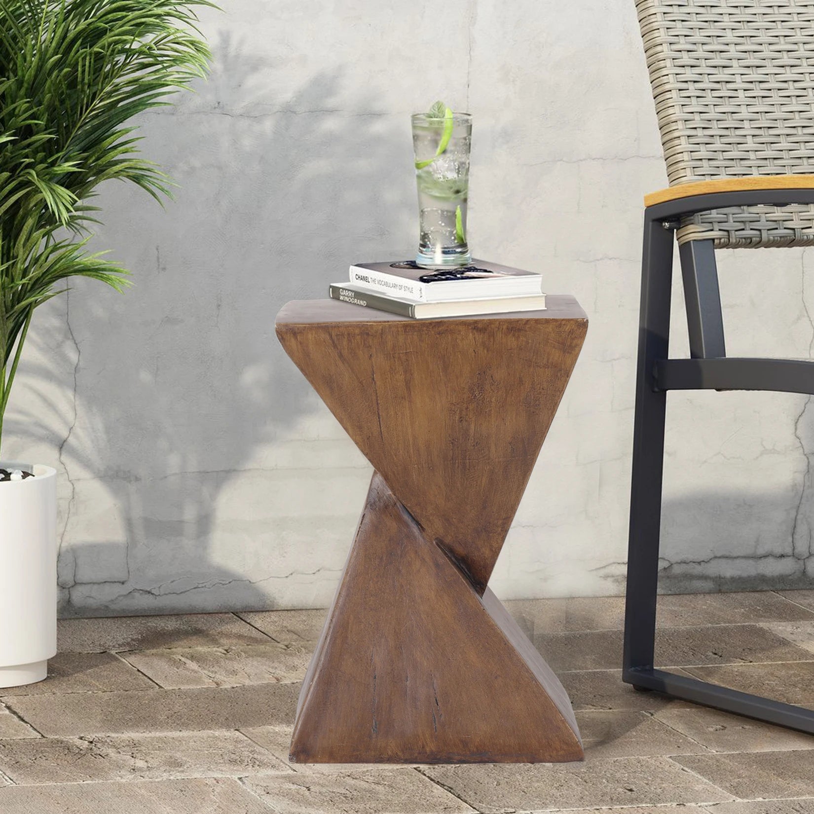 Accent Table-Lightweight Concrete, Modern Geometry Side Table for Indoor and Outdoor,Small Bedside End Table Sofa Vanity Coffee