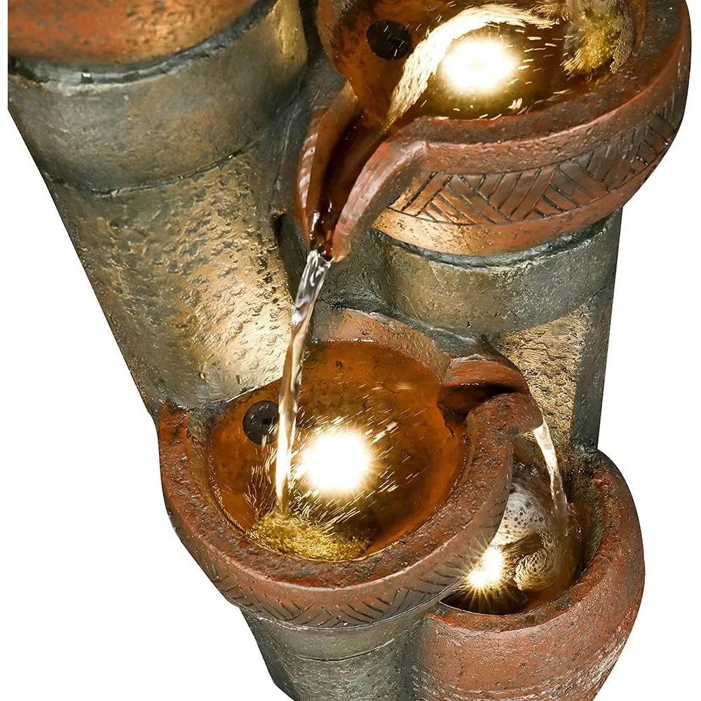 Water Fountain-Outdoor Water Fountain, Resin Fountain for Garden, 5 Tier Floor Patio, Deck, Porch, Backyard and Home Art