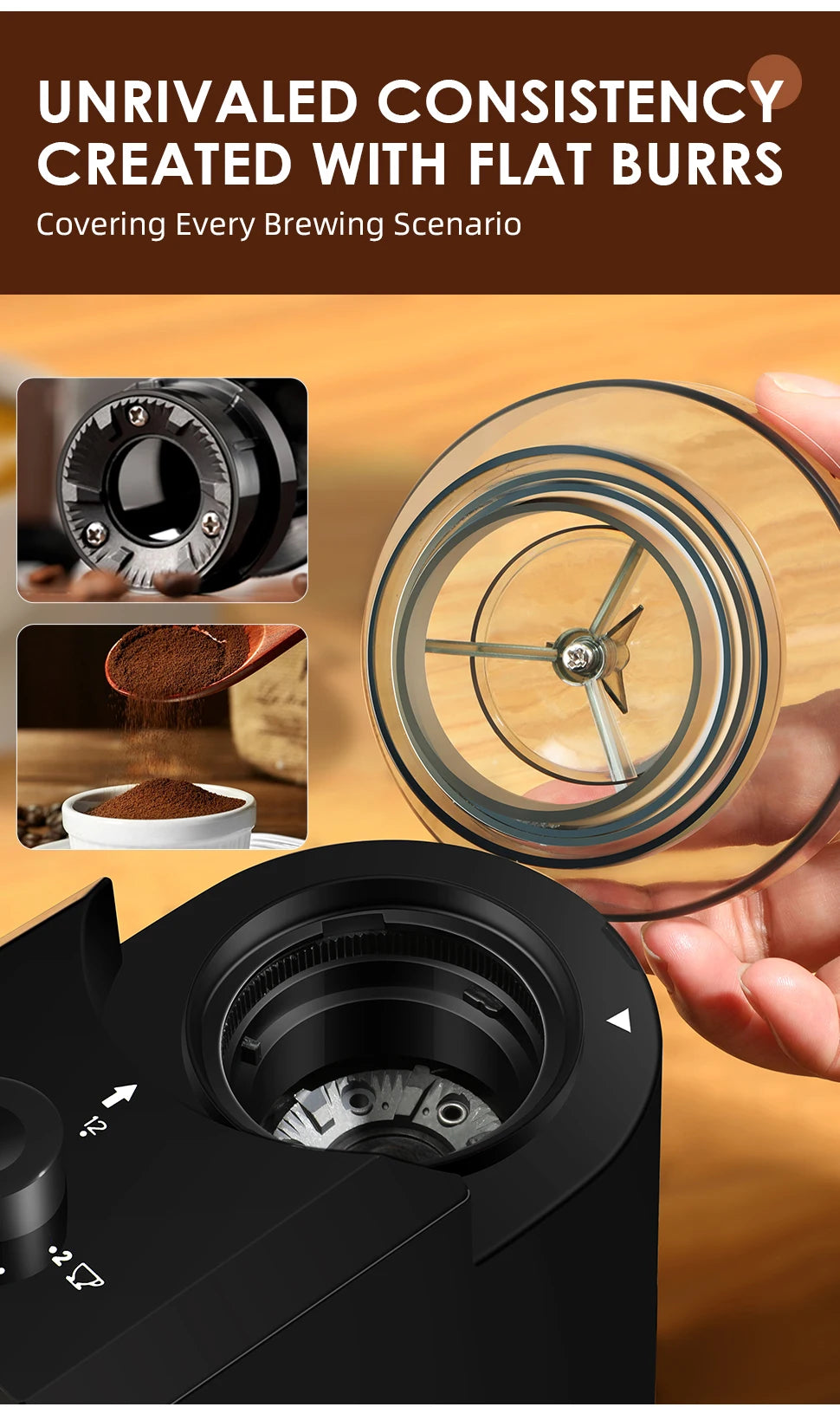 Coffee Grinder-Automatic Burr Mill, Electric Coffee Bean Grinding, 28 Adjustable Gears, Espresso, French Press, Drip Coffee