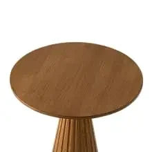 End Table - Compact Walnut Wood Round Pedestal – Martini Table & Plant Stand for Small Spaces