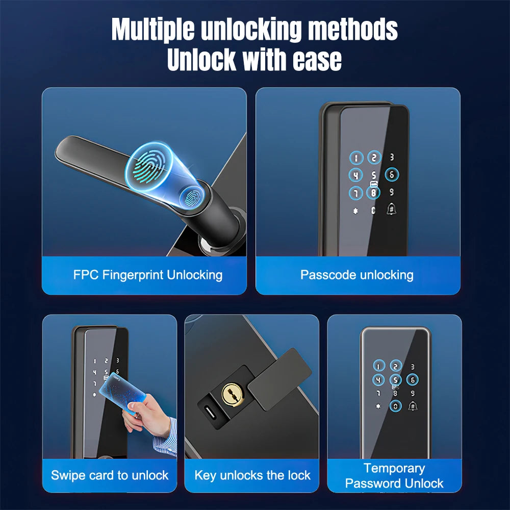 Smart Door Lock-Biometric, Fingerprint, Keyless Entry, Keypad, Password, Deadbolt, Bluetooth, Fits 60mm Door Thickness, Home Security Electronic Lock