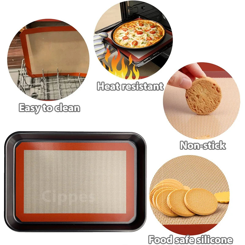 Baking Mat, Non-Stick, Reusable, Silicone–for Oven, 2 Sizes 30/42cm, Heat Resistant, Bakeware Sheets - 1PC, 2PCS