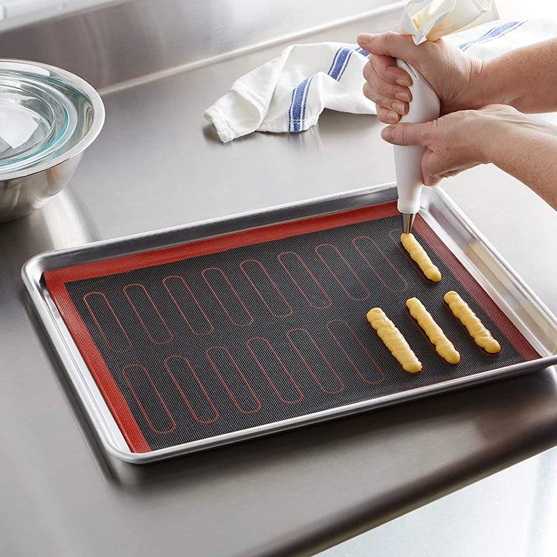 Baking Mat-Non-Stick Silicone Macaron for Bake Pans Macaroon Pastry Cookie Making Professional Grade Nonstick