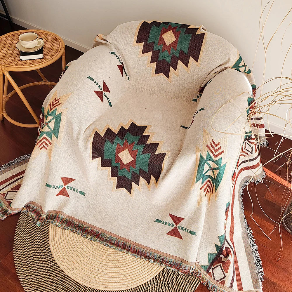 Home Decor: Blanket: Throw Aztec Oversized Boho - 2 Colors, 3 Sizes