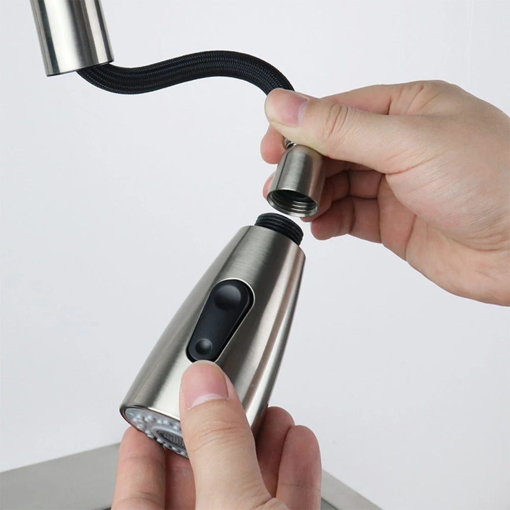 Kitchen Faucet-Head Pull Out Shower Nozzle, G1/2,  Sprayer Bathroom Sink Tap Replacement Accessory Black Silver Golden Head Aerator