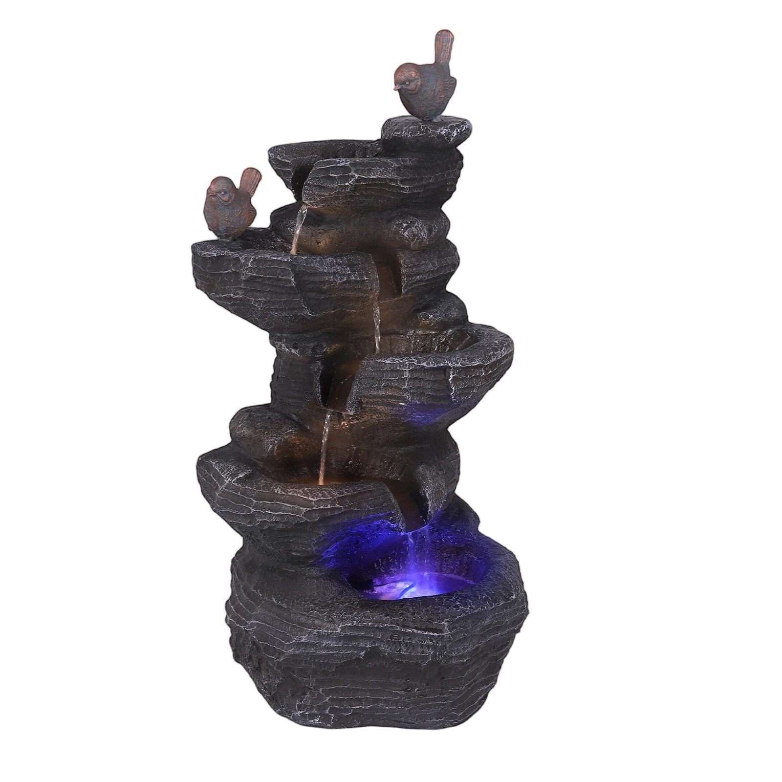 Water Fountain-Cascading Rock Water Fountain with LED Lights, Tabletop Water Fountain, Tabletop Fountain, Relax Meditation Decor