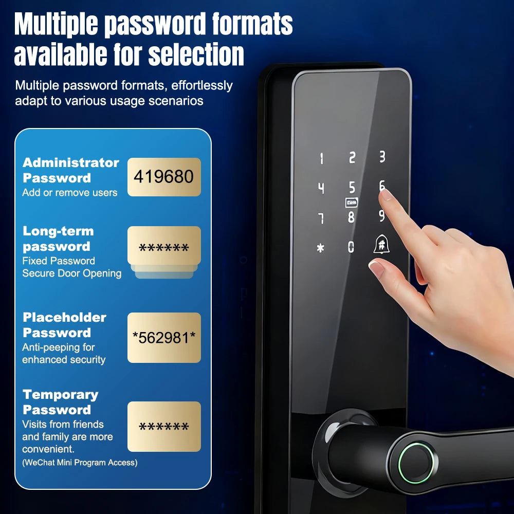 Smart Door Lock-Biometric, Fingerprint, Keyless Entry, Keypad, Password, Deadbolt, Bluetooth, Fits 60mm Door Thickness, Home Security Electronic Lock