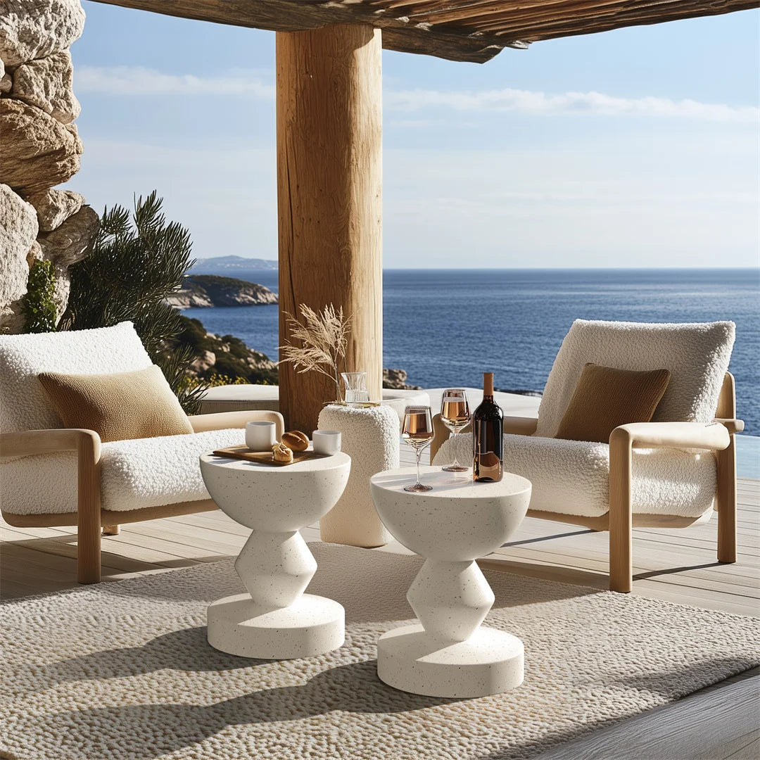 Accent Table-Modern Side Table, Indoor-Outdoor End Table, Lightweight Concrete Stool, Multiple Shapes
