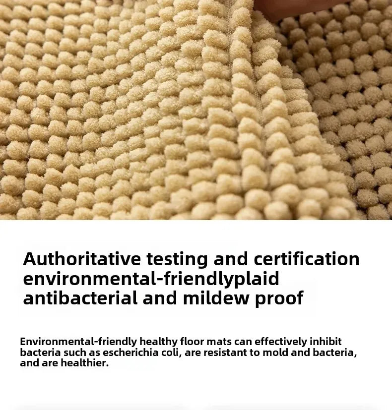Bath Mat-Chenille, Encrypted Thickened, Short Plush, Strong Water-absorbent, Non-slip Bathroom Rug Carpet